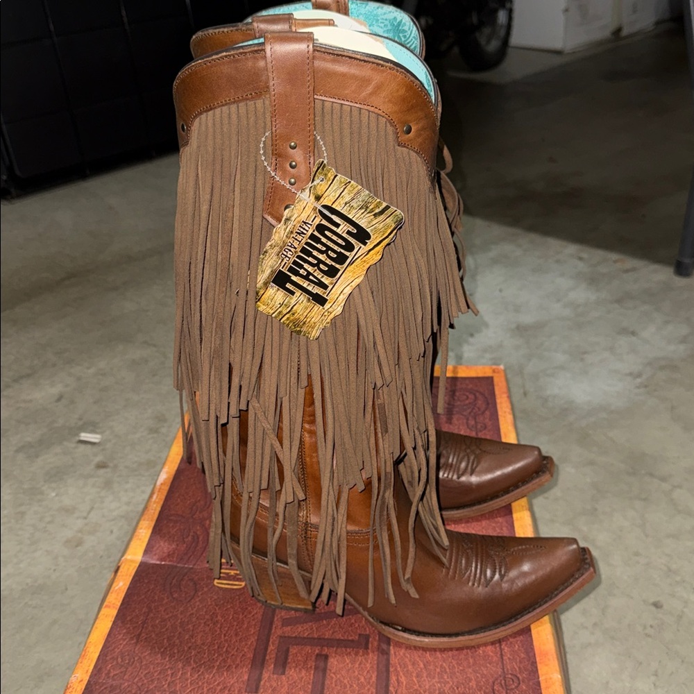 Corral Tan Fringe Western Boots - Picture 3 of 5